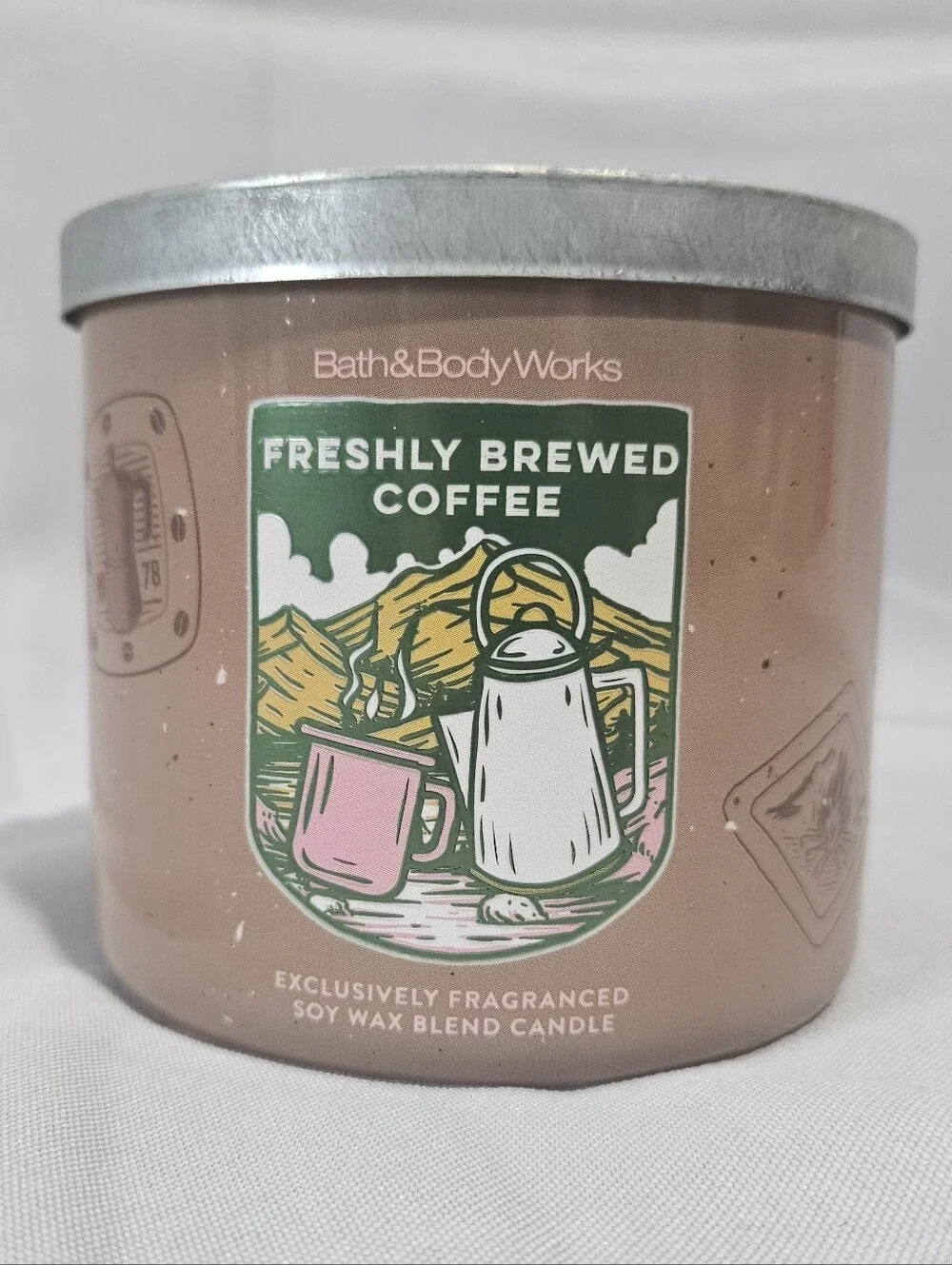 BATH & BODY WORKS FRESHLY BREWED COFFEE 3 WICK CANDLE Warm Cozy Scent Brand New!